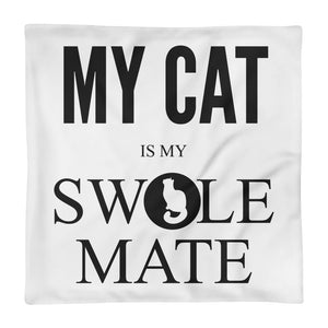 Swole-Mate Cat Throw Pillow Case