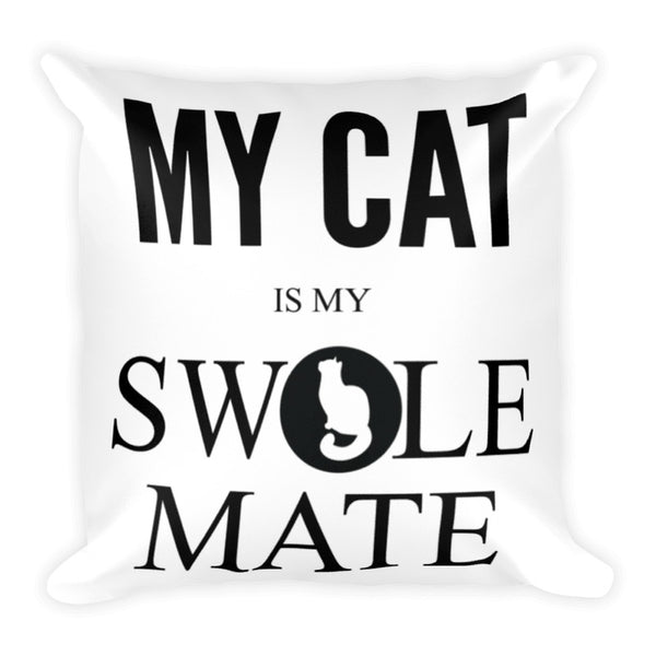 Swole-Mate Cat Throw Pillow Case